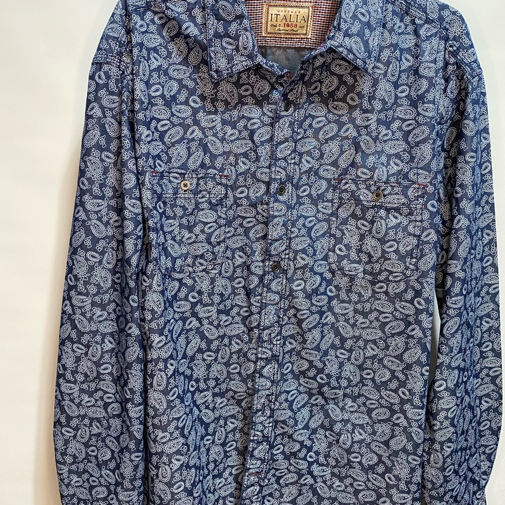 Vintage Italia Mens Shirt XL L/S Dress Shirt.